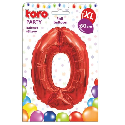 Fóliový balónek "0", 60 cm, červený
