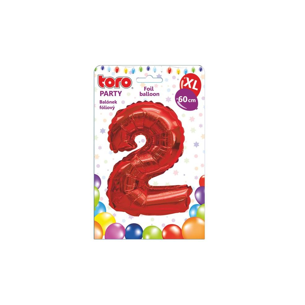 Balónek XL, číslice "2", 60 cm, červený