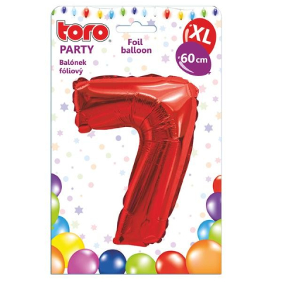 Balónek XL, číslice "7", 60 cm, červený