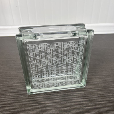 Skleněná pokladnička - Škrtej a šetři! 50 000 Kč