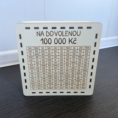 Škrtací pokladnička "NA DOVOLENOU 100 000,-"
