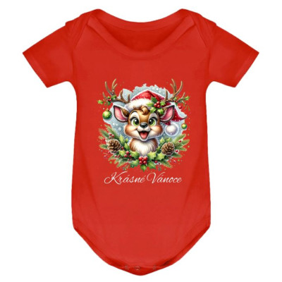 Dětské body vánoční Sob "Krásné Vánoce" 3 červená
