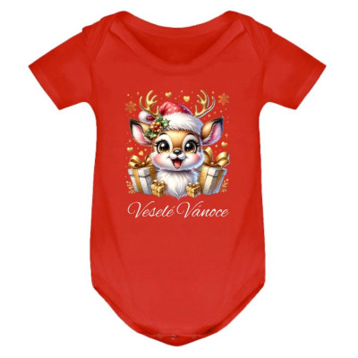 Dětské body vánoční Sob "Veselé Vánoce" 2 červená