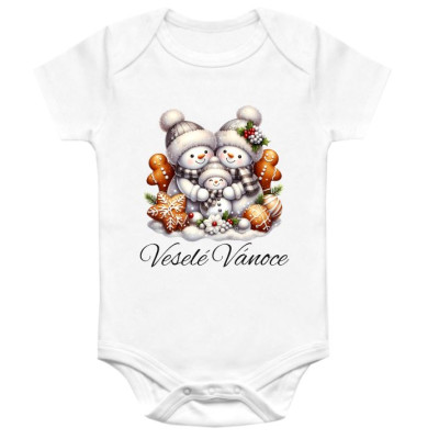 Dětské body vánoční Sněhulák "Veselé Vánoce" 2 bílé