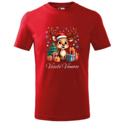 Dětské vánoční tričko se sobikem - "Veselé Vánoce" 2