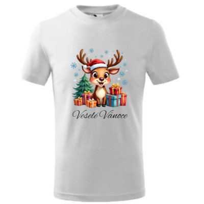 Dětské vánoční tričko se sobikem - "Veselé Vánoce" 2
