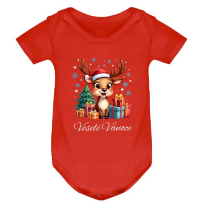 Dětské body vánoční se Sobem "Veselé Vánoce" 2 červená