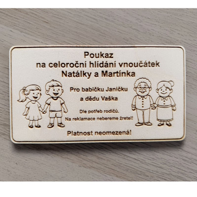 Poukaz na hlídání vnoučátek