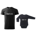 Rodinný set - Pánské tričko a body - CTRL+C a CTRL+V černá