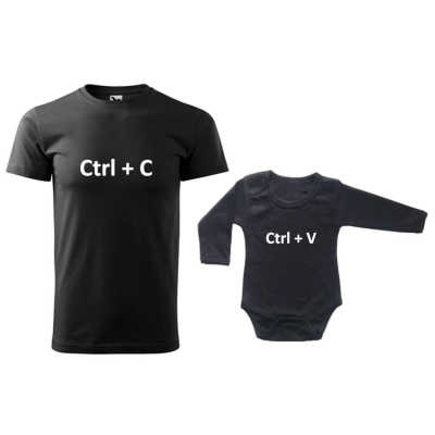 Sada trička a bodyčka CTRL+C a CTRL+V černá