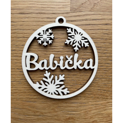 Dřevěná vánoční ozdoba BABIČKA