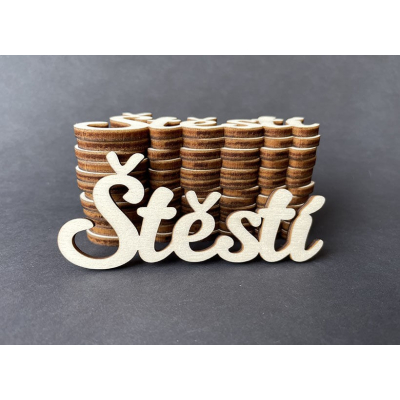 Dřevěný nápis Štěstí