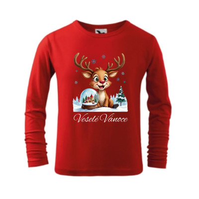 Dětské vánoční tričko se sobem – Veselé Vánoce